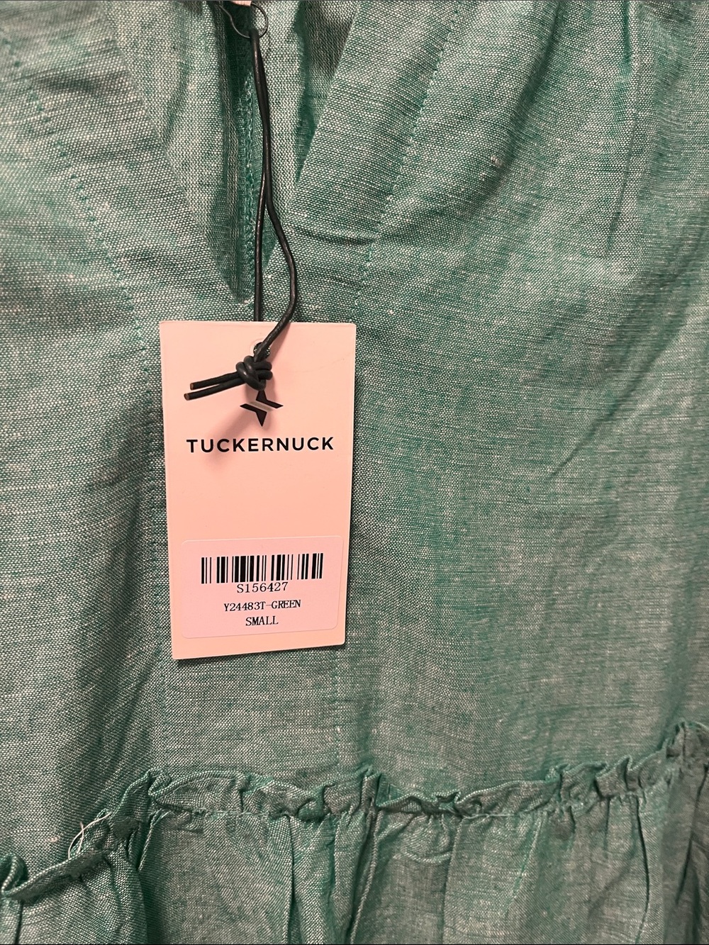Tuckernuck Tiered V-Neck Mini Dress in Teal Green - Picture 3 of 4